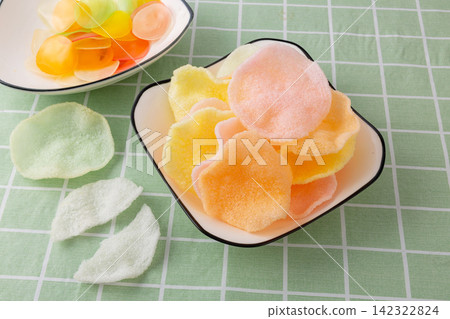 colorful Shrimp Crackers Traditional Asian Snack Food colorful Shrimp Crackers Traditional Asian Snack Food 142322824