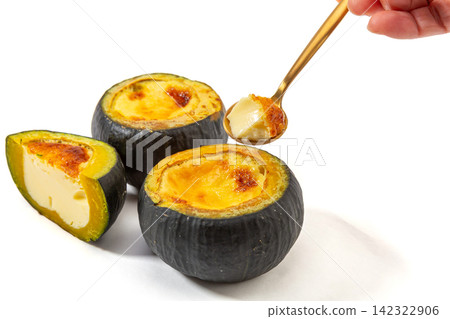 baked Pumpkin Custard Pudding Stuffed in Mini Kabocha baked Pumpkin Custard Pudding Stuffed in Mini Kabocha 142322906