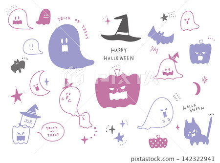 A set of cute and colorful Halloween illustrations A set of cute and colorful Halloween illustrations 142322941