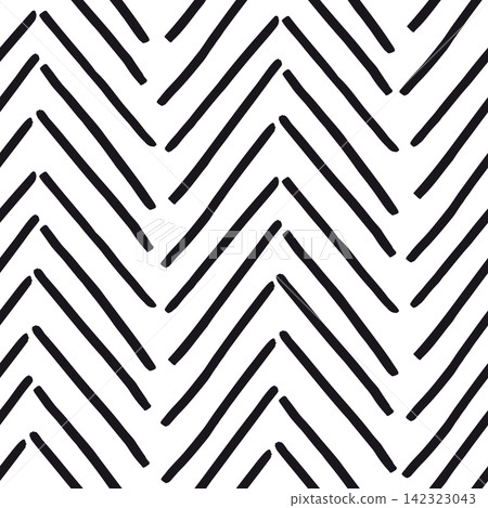 Seamless pattern with hand drawn black herringbone on white background. Seamless pattern with hand drawn black herringbone on white background. 142323043