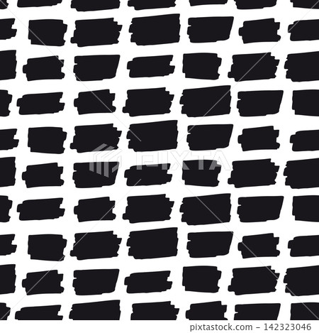 Abstract seamless pattern with black marker marks. 142323046