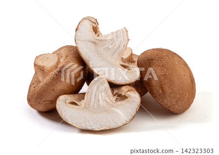 whole Raw Shiitake Mushroom Caps Close Up whole Raw Shiitake Mushroom Caps Close Up 142323303