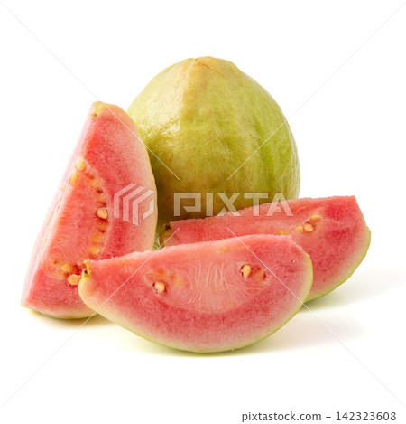 whole and Cut Pink Guava Fruit whole and Cut Pink Guava Fruit 142323608