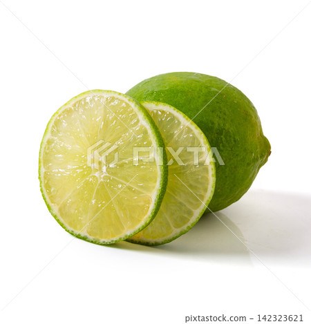 whole and Cut Seedless Green Lime Fruit whole and Cut Seedless Green Lime Fruit 142323621