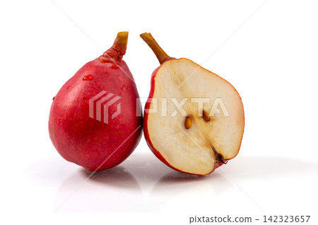 whole and Half Cut Red Bartlett Pears whole and Half Cut Red Bartlett Pears 142323657