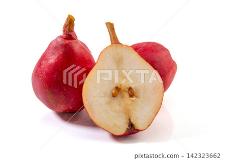 whole and Half Cut Red Bartlett Pears whole and Half Cut Red Bartlett Pears 142323662