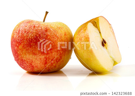 whole and Half Cut Red Gala Apple whole and Half Cut Red Gala Apple 142323688