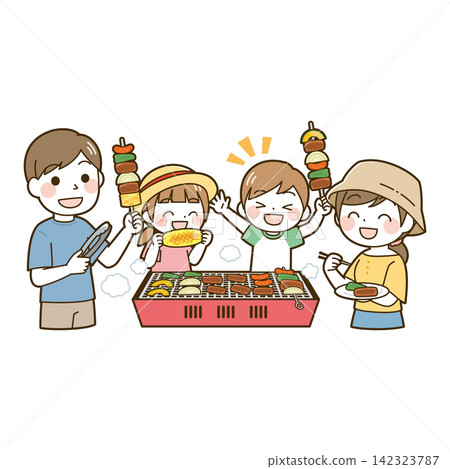 一家人在燒烤 一家人在燒烤 142323787