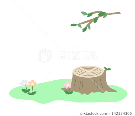 Illustration of a forest with tree stumps 142324366