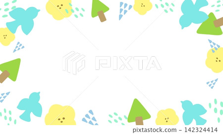 A refreshing Scandinavian-style frame featuring birds, flowers, and trees. A refreshing Scandinavian-style frame featuring birds, flowers, and trees. 142324414