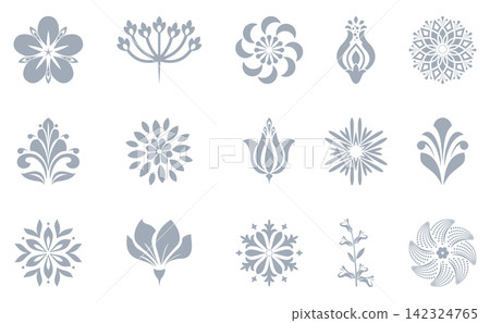 Flower icons set. Isolated elements for design. Vector graphics. Flower collection Flower icons set. Isolated elements for design. Vector graphics. Flower collection 142324765