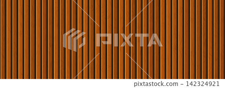 Wooden panel wall seamless pattern. Vertical dark brown wood slat divider. Oak plank board cladding surface with gaps. Rustic timber batten texture backdrop for interior decoration background. Vector Wooden panel wall seamless pattern. Vertical dark brown wood slat divider. Oak plank board cladding surface with gaps. Rustic timber batten texture backdrop for interior decoration background. Vector 142324921