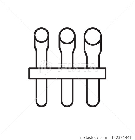 Minimalist line art icon of a set of drive hole punches organized on a rack. Minimalist line art icon of a set of drive hole punches organized on a rack. 142325441