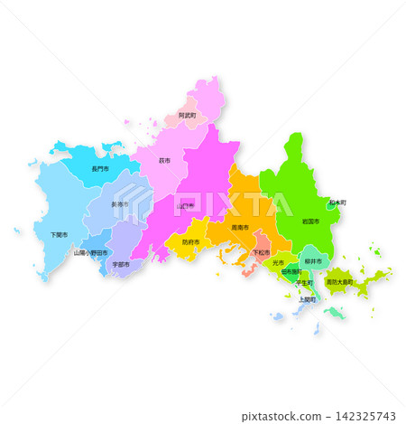 山口縣及其下轄市町村地圖 山口縣及其下轄市町村地圖 142325743