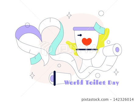 World Toilet Day Vector Illustration featuring Clean Restroom Facilities, Sanitation Awareness, Water Conservation, and Healthy Lifestyle 142326014