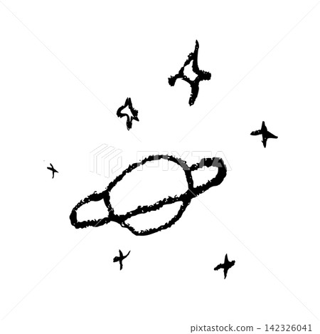 單色手繪行星和恆星線條藝術 單色手繪行星和恆星線條藝術 142326041