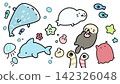 Cute sea creatures illustration set 142326048