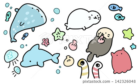 可愛的海洋生物插圖集 可愛的海洋生物插圖集 142326048