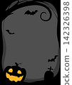 Halloween frame dark grey background pumpkin bat graveyard border template copy space banner design. 142326398