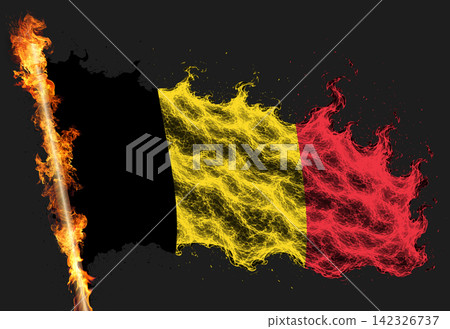 3D Flag on flames 3D Flag on flames 142326737