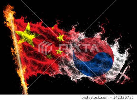 3D Flag on flames 3D Flag on flames 142326755