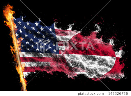 3D Flag on flames 3D Flag on flames 142326756