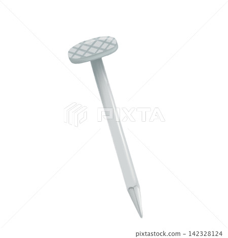 Hand-drawn illustration of a silver metal nail Hand-drawn illustration of a silver metal nail 142328124