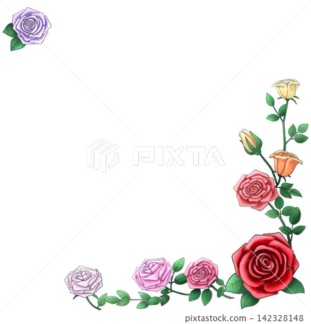 背景中的水彩玫瑰插圖 142328148