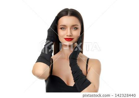 Beautiful woman expressing sophistication and charm, isolated, PNG Beautiful woman expressing sophistication and charm, isolated, PNG 142328440