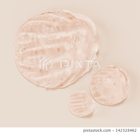 Nude drop liquid serum foundation swatches. Natural beige gel cream smears with bubbles, top view. 3D render clear jelly lotion cosmetic texture for beauty or skincare product design. 3D illustration Nude drop liquid serum foundation swatches. Natural beige gel cream smears with bubbles, top view. 3D render clear jelly lotion cosmetic texture for beauty or skincare product design. 3D illustration 142328462