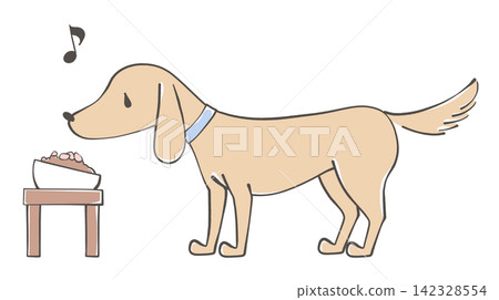 Illustration of a dog happy with toppings 142328554