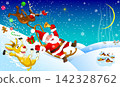 Santa, the goat, and the reindeer are having a fun Christmas 142328762