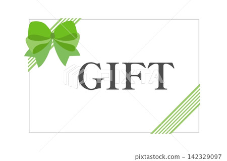 Gift card with a green ribbon and a cute bow frame. Perfect for presents and messages. Gift card with a green ribbon and a cute bow frame. Perfect for presents and messages. 142329097