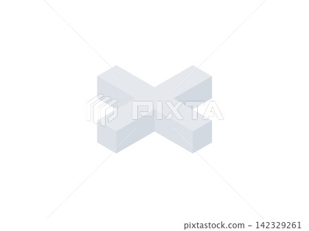 Isometric illustration of a plus sign parallel to the ground (gray) Isometric illustration of a plus sign parallel to the ground (gray) 142329261