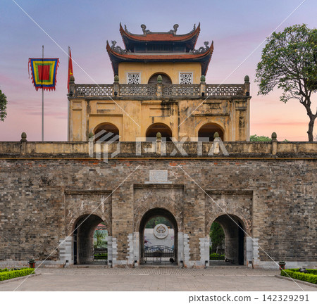 Doan Mon Gate at the Imperial Citadel of Thang Long in Hanoi, Vietnam during sunset Doan Mon Gate at the Imperial Citadel of Thang Long in Hanoi, Vietnam during sunset 142329291