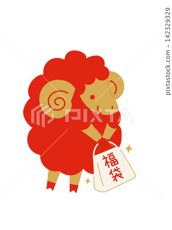 一幅紅色綿羊抱著福袋的扁平化插畫,非常適合作為新年卡片。 一幅紅色綿羊抱著福袋的扁平化插畫,非常適合作為新年卡片。 142329329