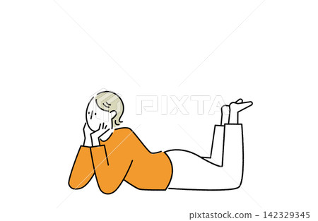 一名女子躺著,下巴託在手上。 一名女子躺著,下巴託在手上。 142329345