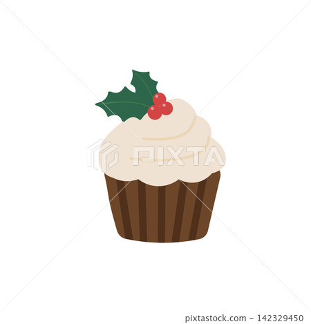 可愛的聖誕紙杯蛋糕插圖 - 聖誕用品 - 聖誕蛋糕 142329450