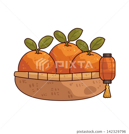 Illustration of Oranges with Lantern Illustration of Oranges with Lantern 142329796