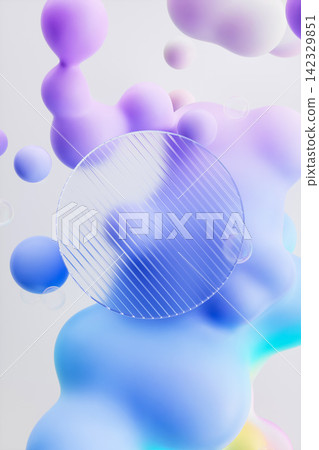 Abstract 3d background with colorful geometric spheres and circle glass. Abstract 3d background with colorful geometric spheres and circle glass. 142329851