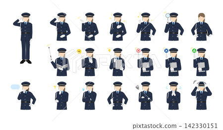 一組身著制服的保全公司女保全人員圖示(向量圖素材) 一組身著制服的保全公司女保全人員圖示(向量圖素材) 142330151