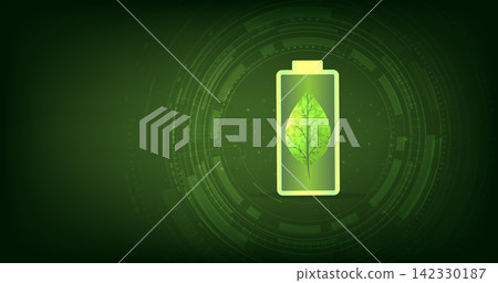 Green battery with leaves. Eco Green Energy Sign. Green battery with leaves. Eco Green Energy Sign. 142330187