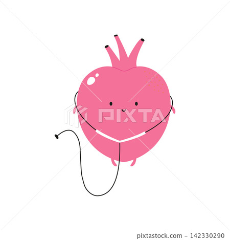 Vector illustration of cute healthy heart character. Vector illustration of cute healthy heart character. 142330290