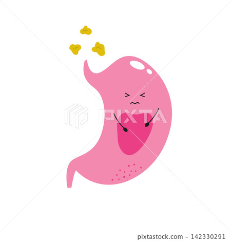Vector illustration of sick, unhappy stomach. Vector illustration of sick, unhappy stomach. 142330291