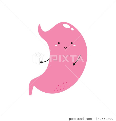 Cute cartoon stomach with a smiling face isolated on white background Cute cartoon stomach with a smiling face isolated on white background 142330299