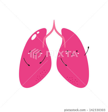 Vector illustration of cute healthy lungs characters. Vector illustration of cute healthy lungs characters. 142330303