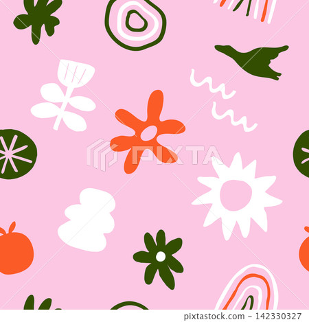 Abstract organic seamless pattern with hand drawn shapes Abstract organic seamless pattern with hand drawn shapes 142330327