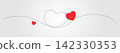 Continues line heart creates a minimalist black outline design with small red shapes. 142330353