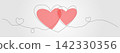 Continues line heart creates a minimalist black outline design with small red shapes. love vector background 142330356
