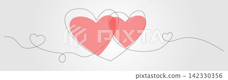 Continues line heart creates a minimalist black outline design with small red shapes. love vector background Continues line heart creates a minimalist black outline design with small red shapes. love vector background 142330356